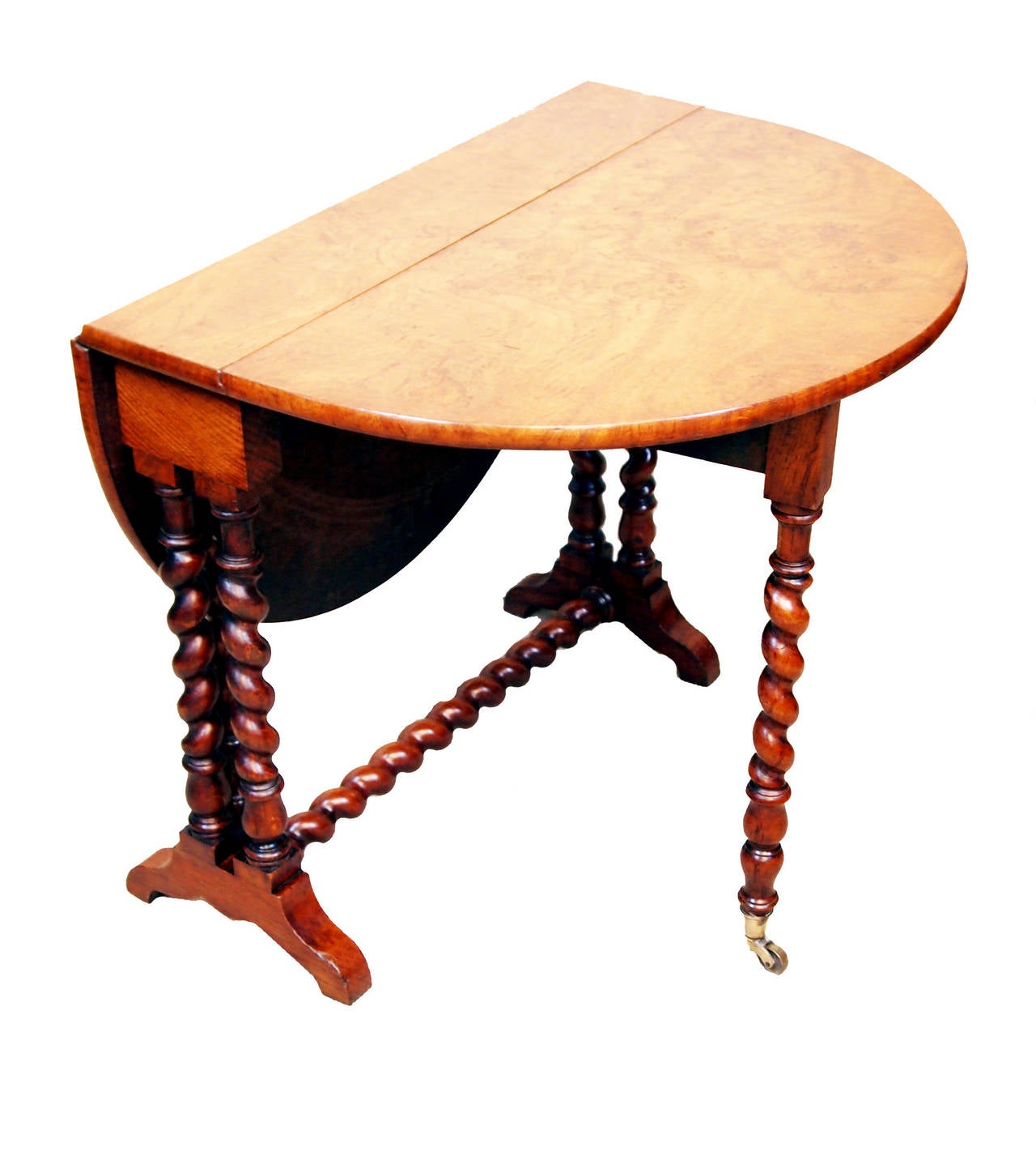 English Antique 19th Century Burr Oak Baby Sutherland Table
