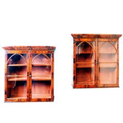 Antique 19th Century Pair of Mahogany Wall Cabinets