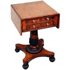 Antique Regency Burr Oak Baby Pembroke Table