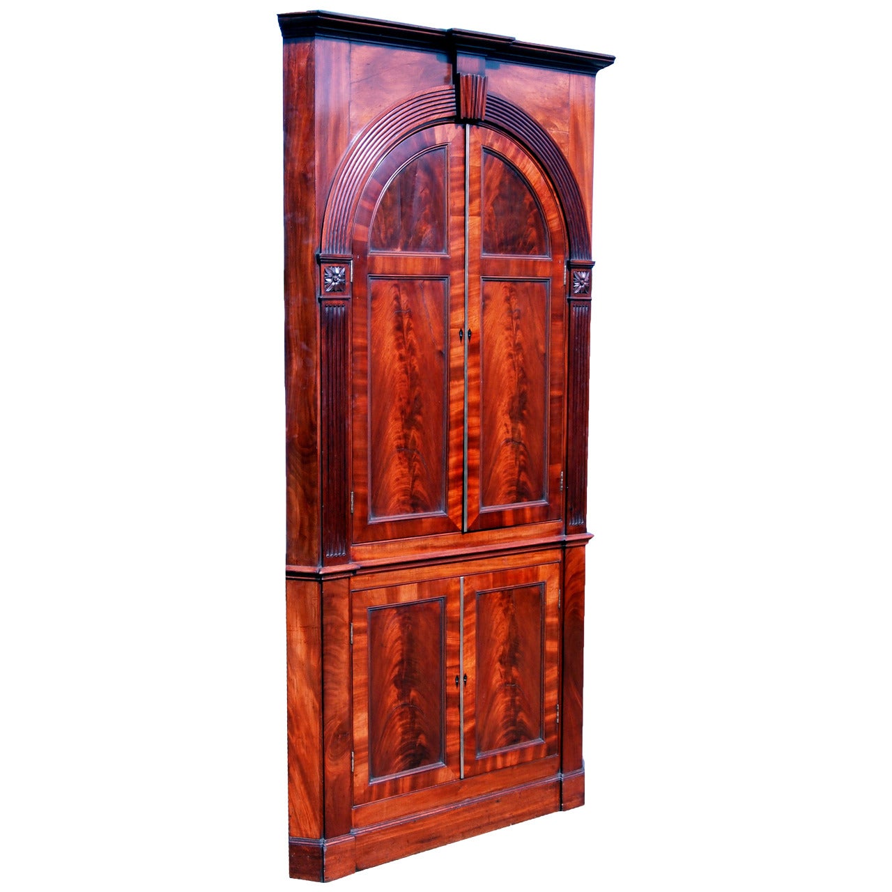 Antique Georgian Mahogany Double Corner Cupboard