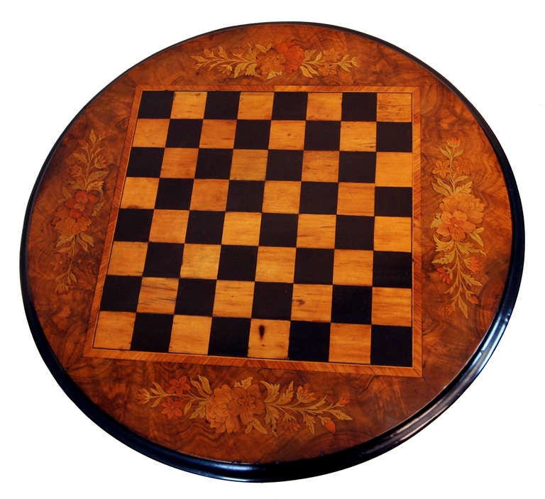 Antique Victorian Walnut Tripod Games Table