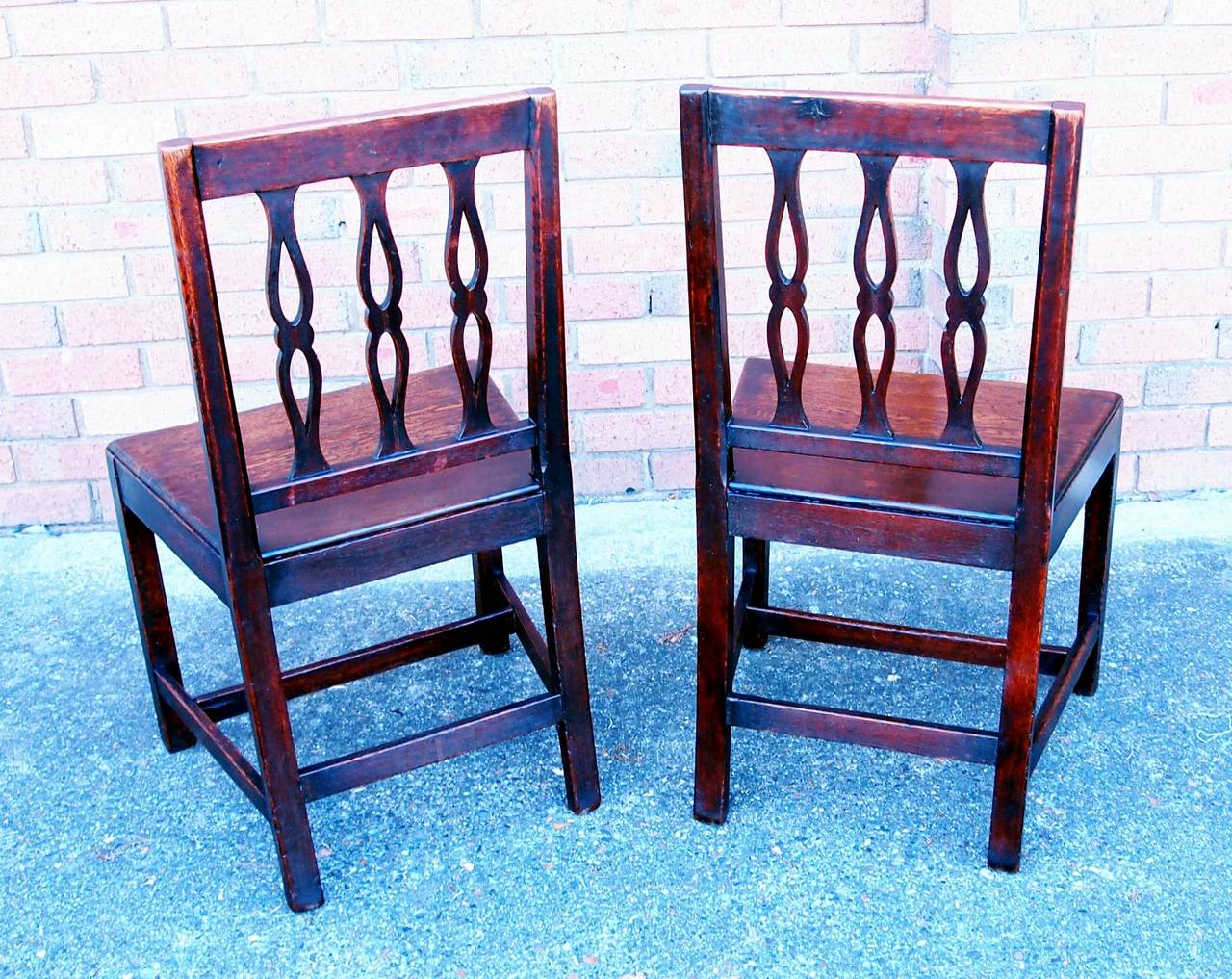George III Antique Set of Six Oak Dining Chairs