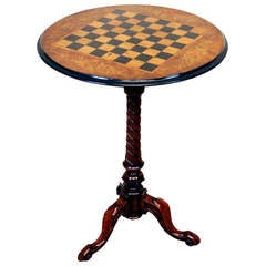 Antique Victorian Walnut Tripod Games Table