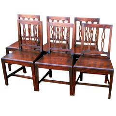 Antique Set of Six Oak Dining Chairs