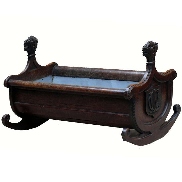 Antique Victorian Oak Rocking Cradle For Sale at 1stdibs