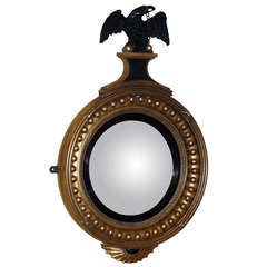 Antique Regency Period Gilt and Ebonized Convex Mirror 8