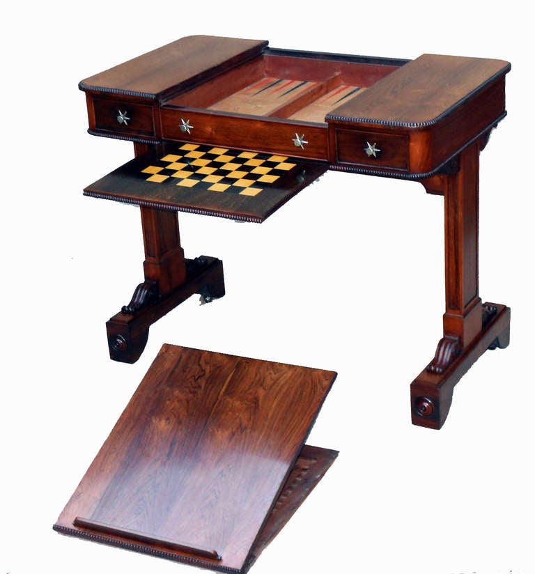 Antique Regency Rosewood Library Games Table In Excellent Condition In Bedfordshire, GB