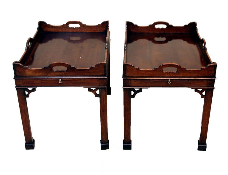 English Antique Pair of Mahogany Tray Tables