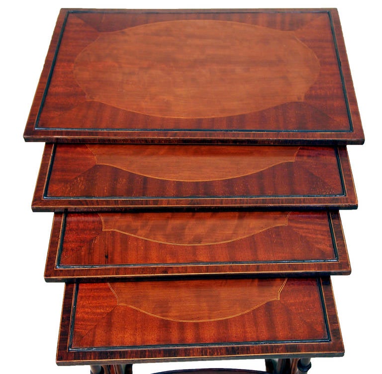 English Nest Of Four Coffee Tables Mahogany 19th Century Antique 