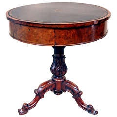Antique Victorian Circular Walnut Drum Table