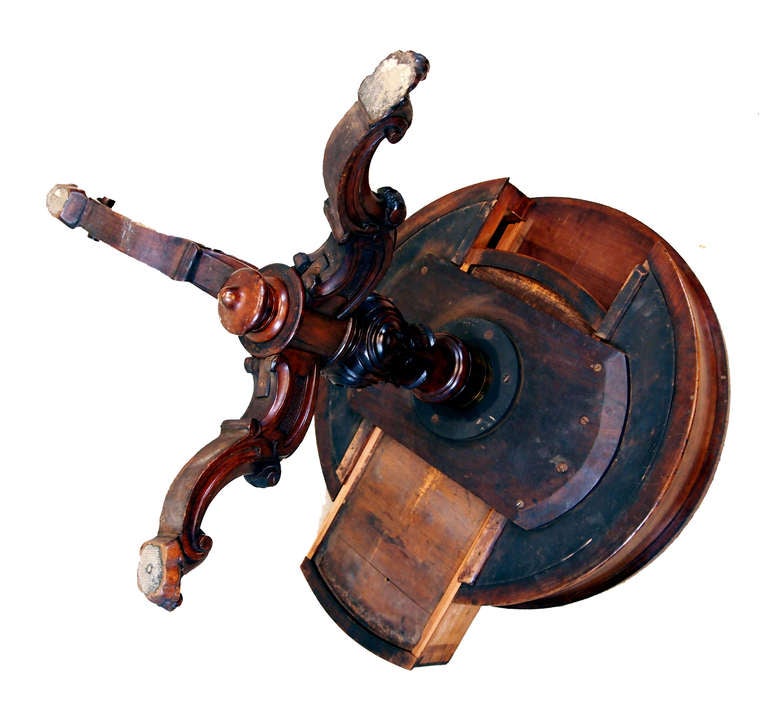 English Antique Victorian Circular Walnut Drum Table