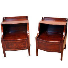 Antique Mahogany Near Pair of Lancashire Commodes or Night Tables