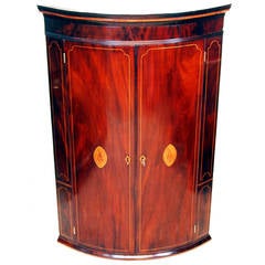 Antique Georgian Mahogany Bow Corner Cupboard