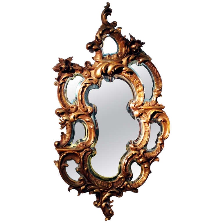 Antique 19th Century Rococo Giltwood Mirror For Sale at 1stdibs
