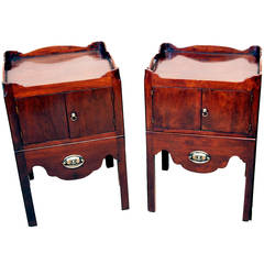 Antique Matched Pair of Georgian, Mahogany Tray-Top Commodes