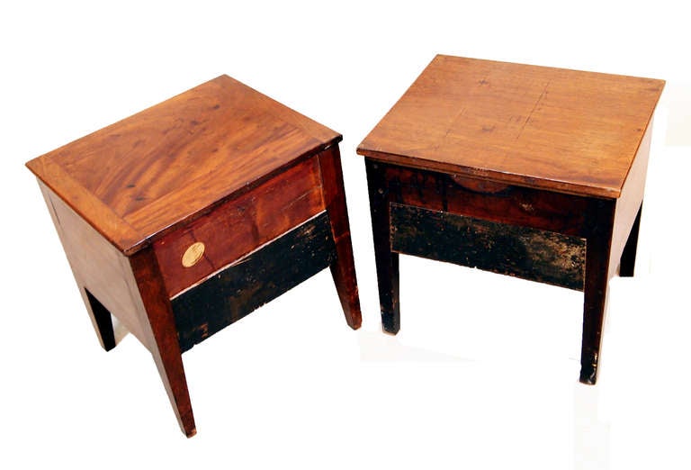 Antique Near Pair Mahogany Box Commodes