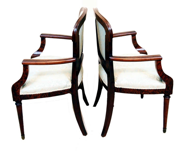 Antique Continental Mahogany and Ash Library Armchairs In Good Condition In Bedfordshire, GB