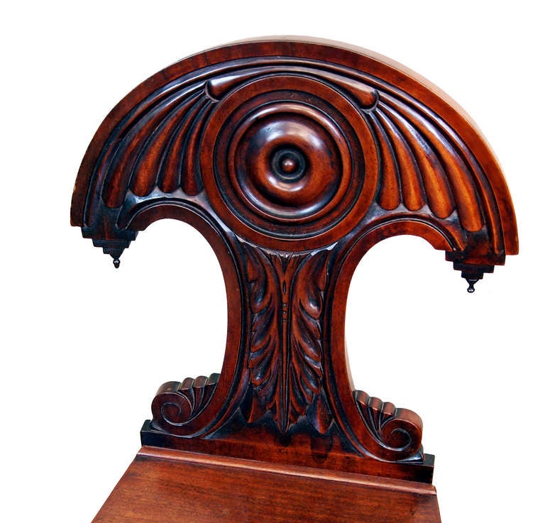 Antique Regency Mahogany Pair of Hall Chairs