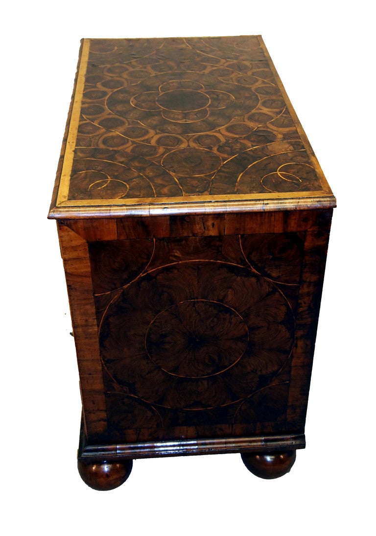 British Antique William And Mary Oyster Chest