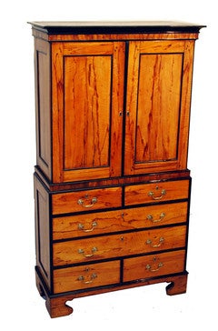 Antique Anglo Indian Marblewood Chest Cupboard