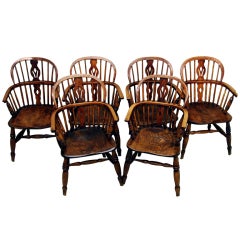 Antique Set Of Six Windsor Armchairs 