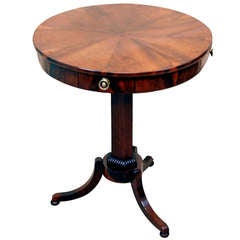 Antique Maltese Olivewood Drum Table
