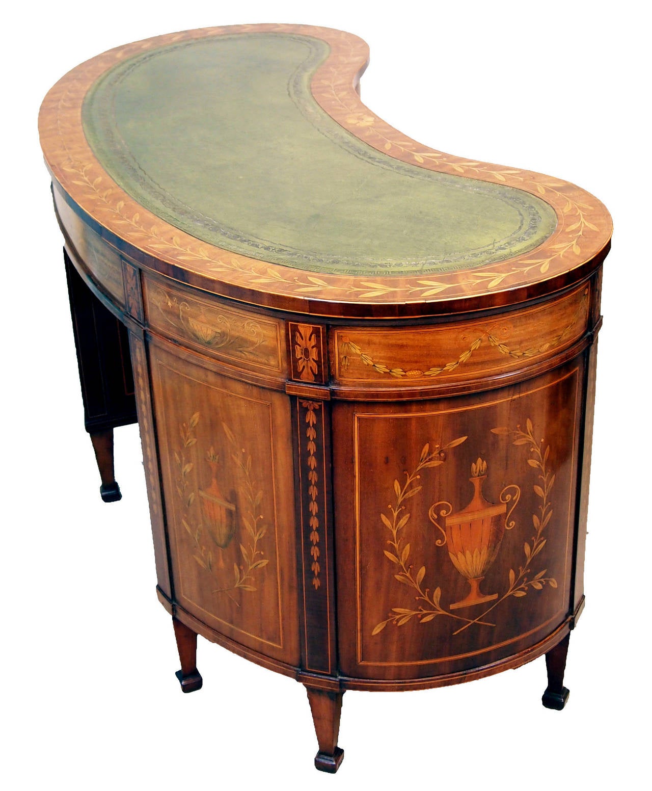 Antique Mahogany Kidney Shaped Desk At 1stdibs A Stunning Quality Late 19th Century Mahogany Kidney Shaped Desk Having Inset Leather Top Above Nine - Antique Mahogany Kidney Shaped Desk At 1stdibs