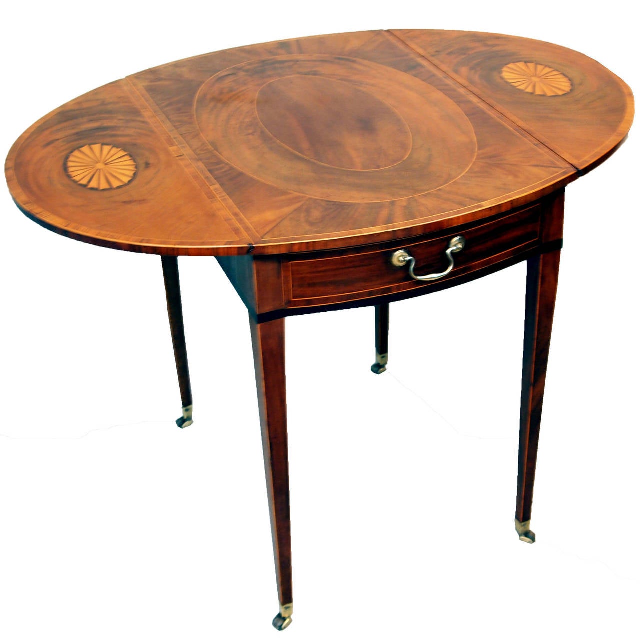British Antique Georgian Mahogany Oval Pembroke Table