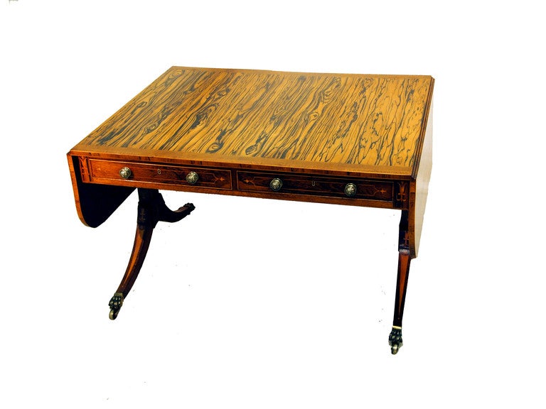 British Antique Regency Calamander Sofa Table