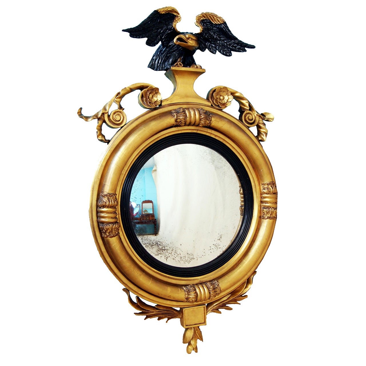 Antique Regency Gilt Convex Mirror