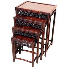 Antique Oriental Nest Of Hardwood Coffee Tables