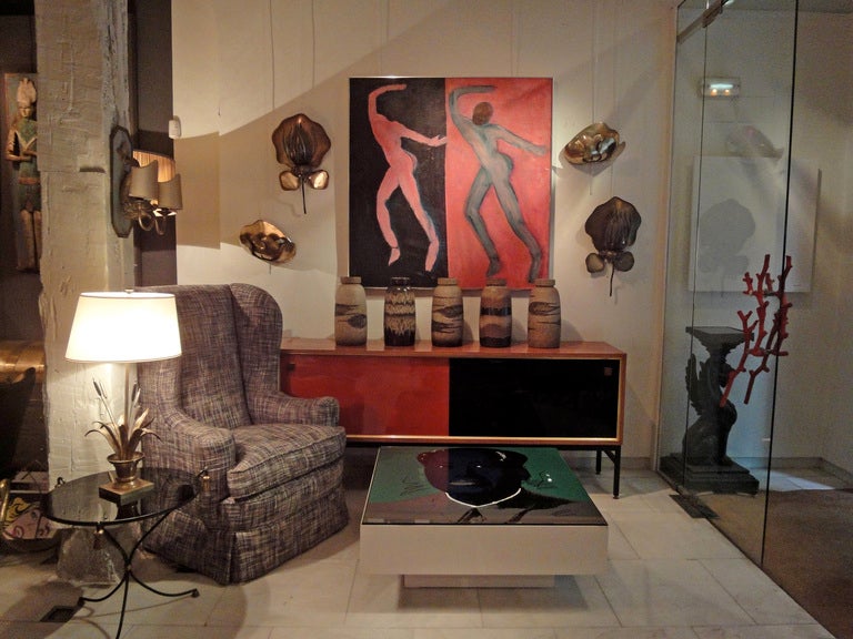 A pair of copper sconces