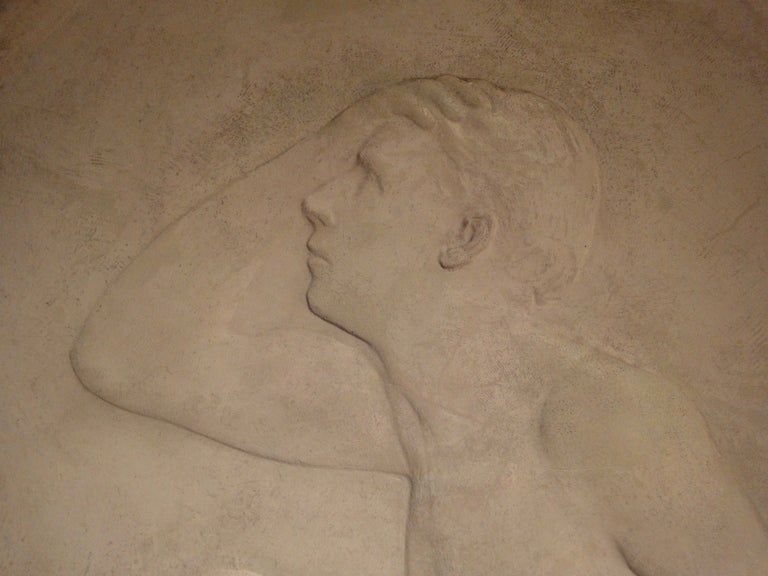 Plaster A bas-relief by Bourgouin For Sale