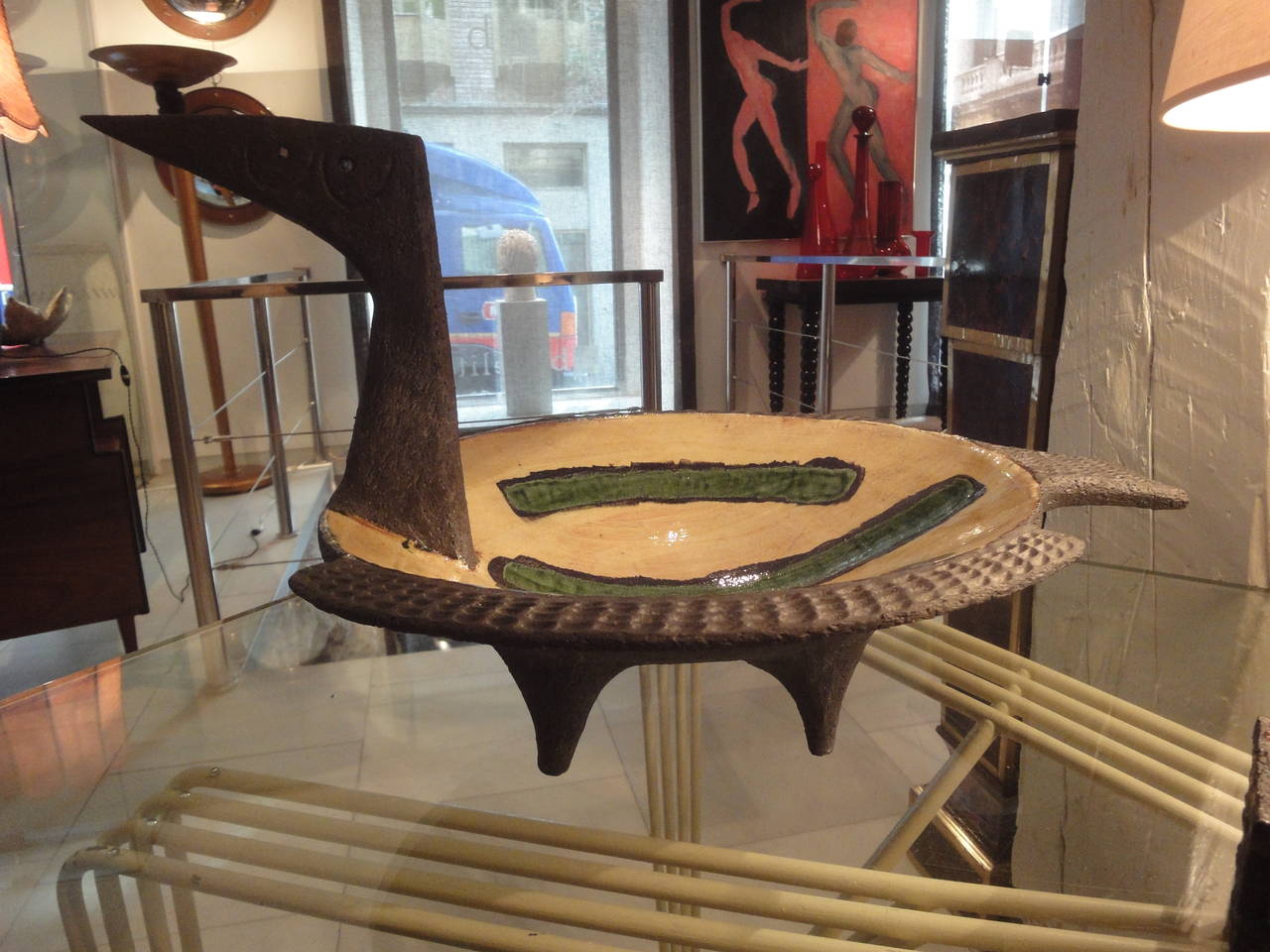 Enameled Bird-Shaped Sculpture by Dominique Pouchain
