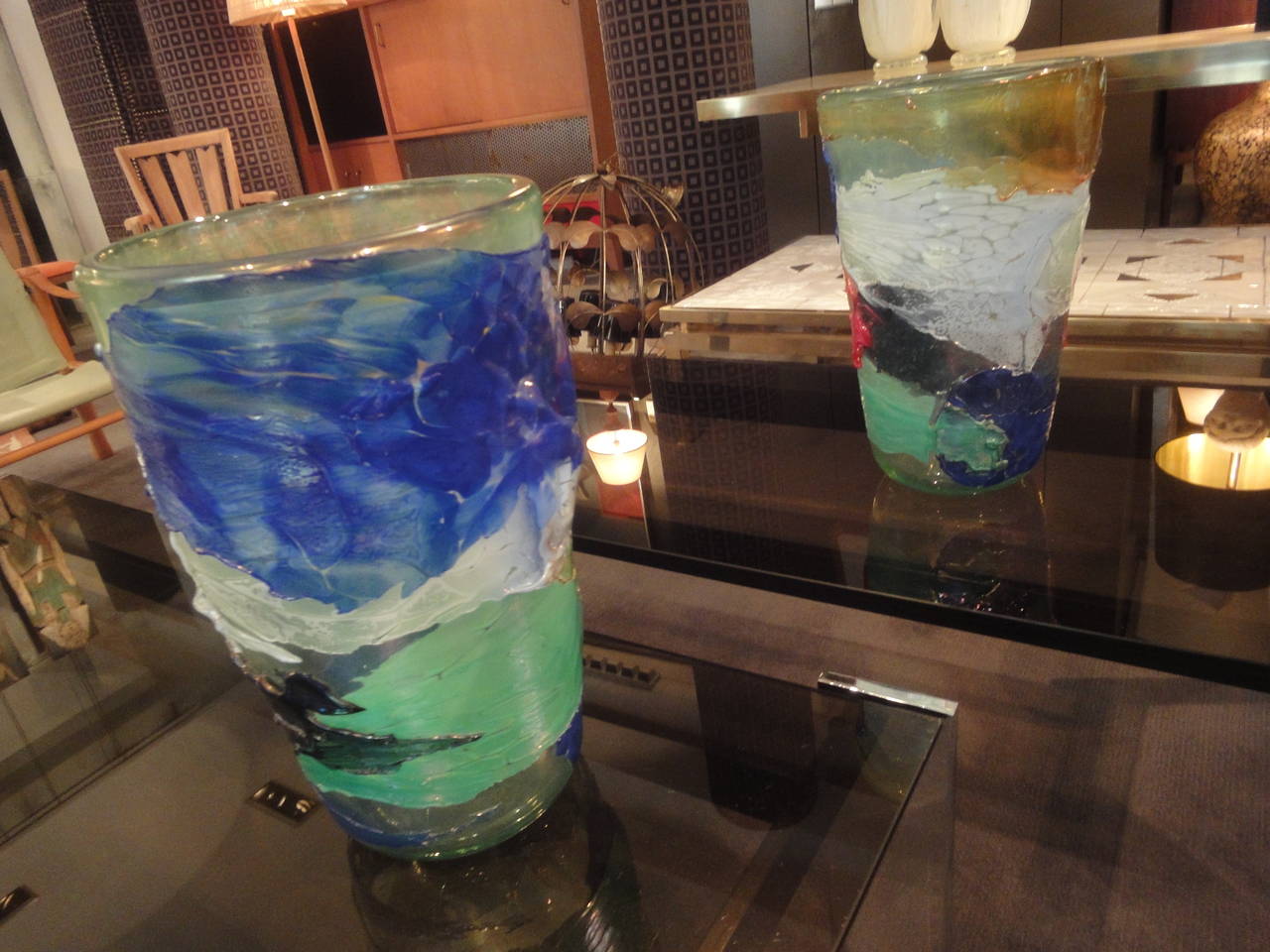 20th Century Pair of Murano Glass Vases