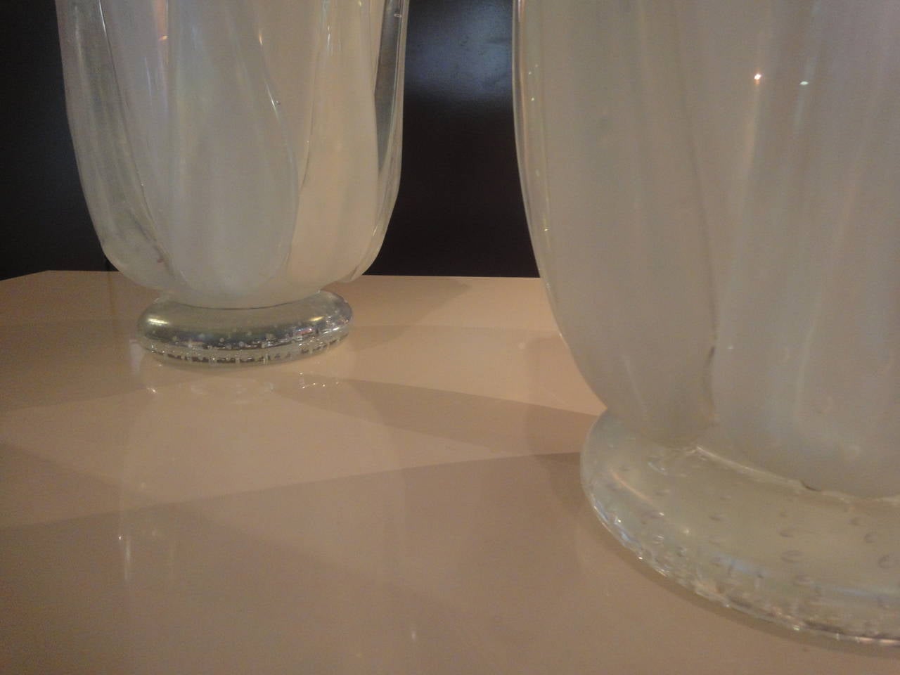 Late 20th Century Pair of Murano Glass Vases For Sale