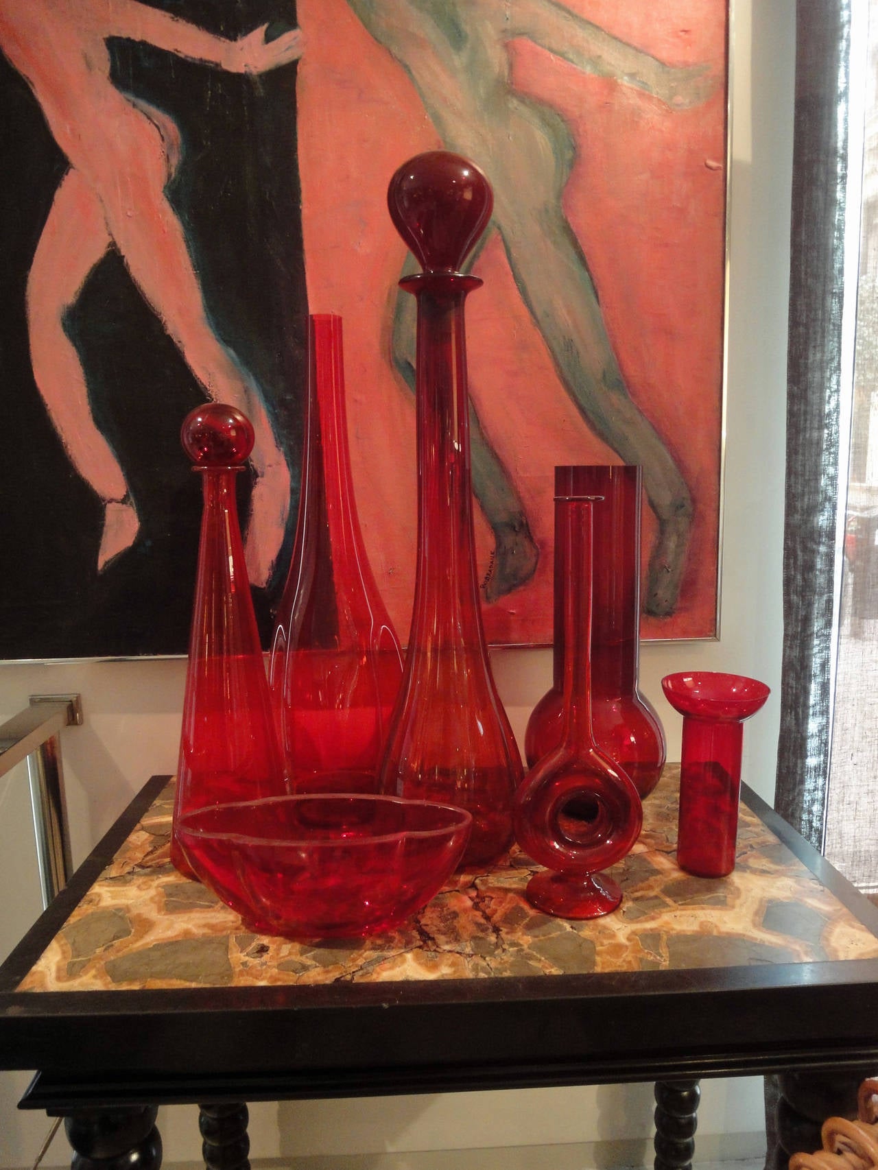 European Collection of Seven Red Vases For Sale