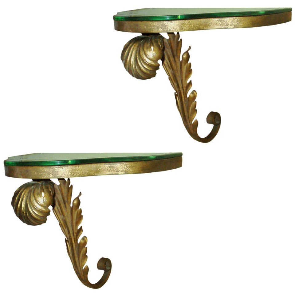 Pair of Gilded Wall Brackets For Sale