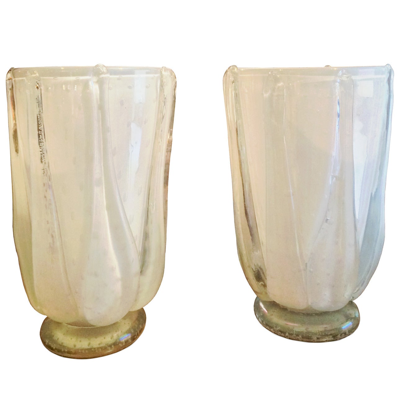 Pair of Murano Glass Vases For Sale