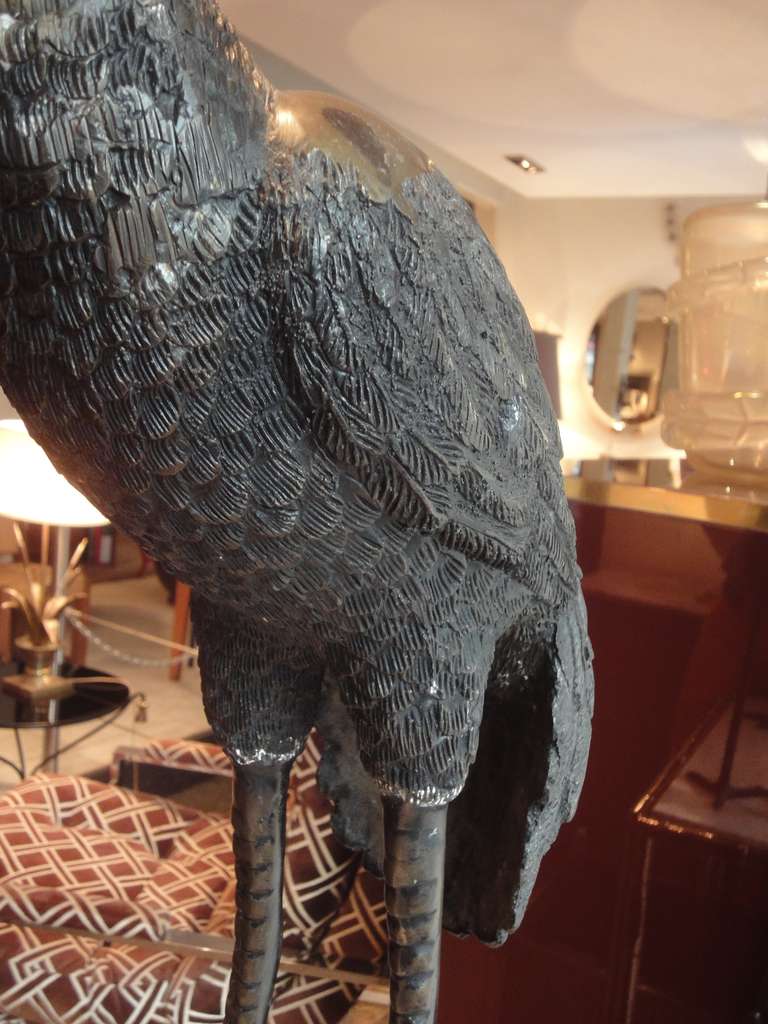 Pair of Bronze Sculptures of Two Storks For Sale 2
