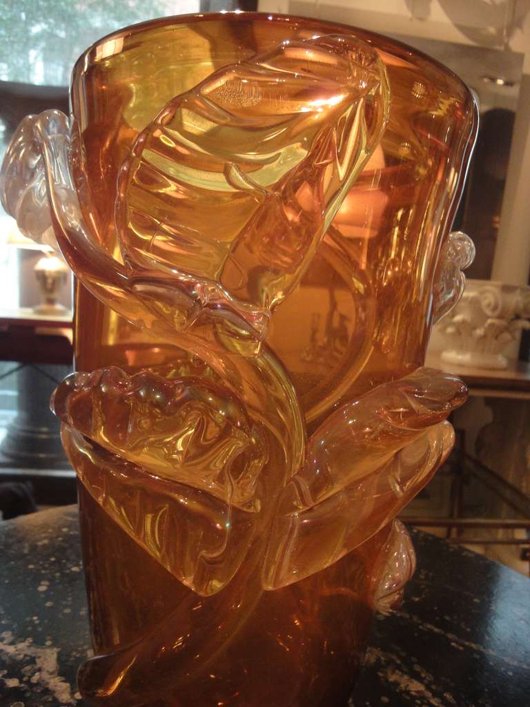 Italian Amber Coloured Vase by Constantini