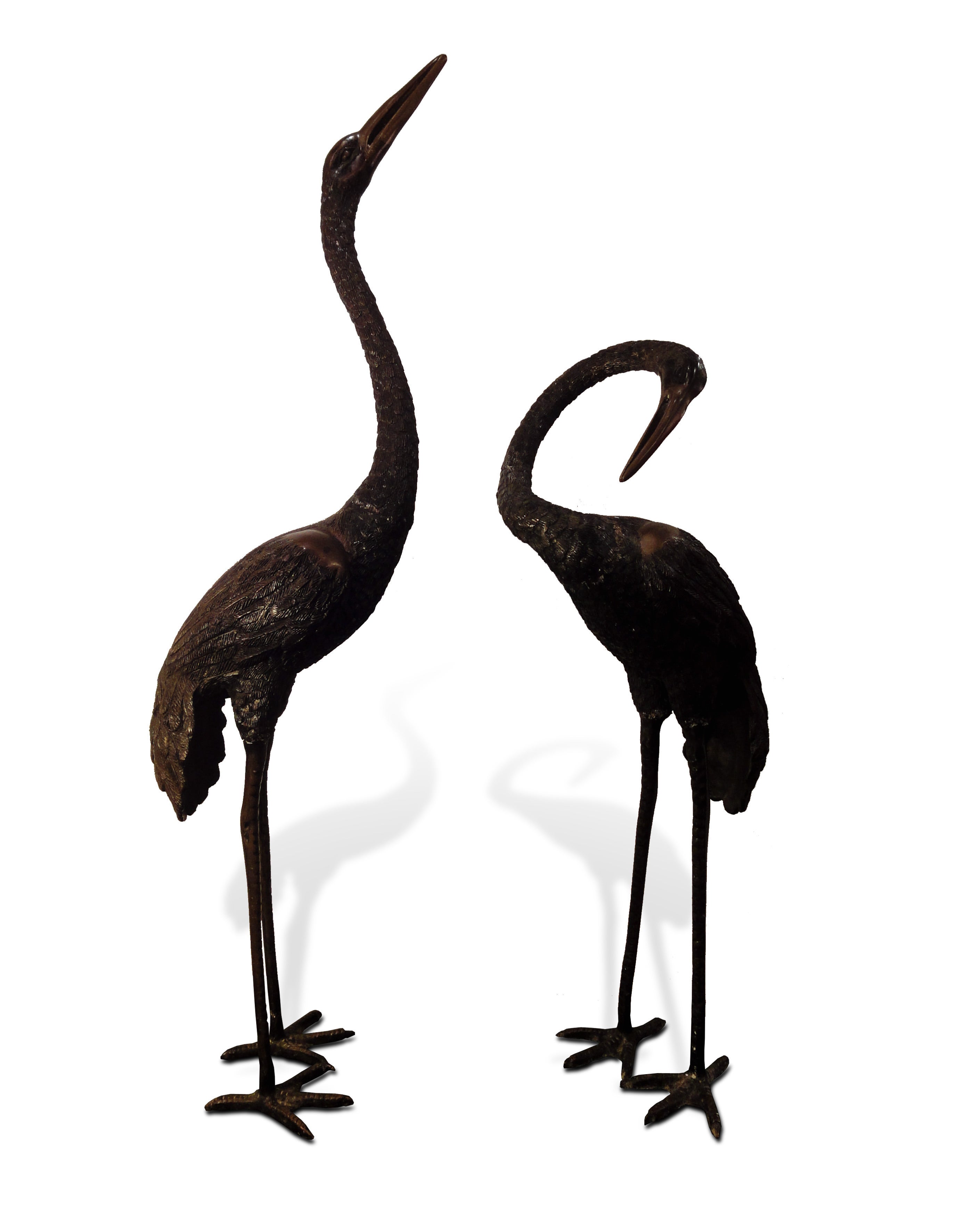 Pair of Bronze Sculptures of Two Storks For Sale