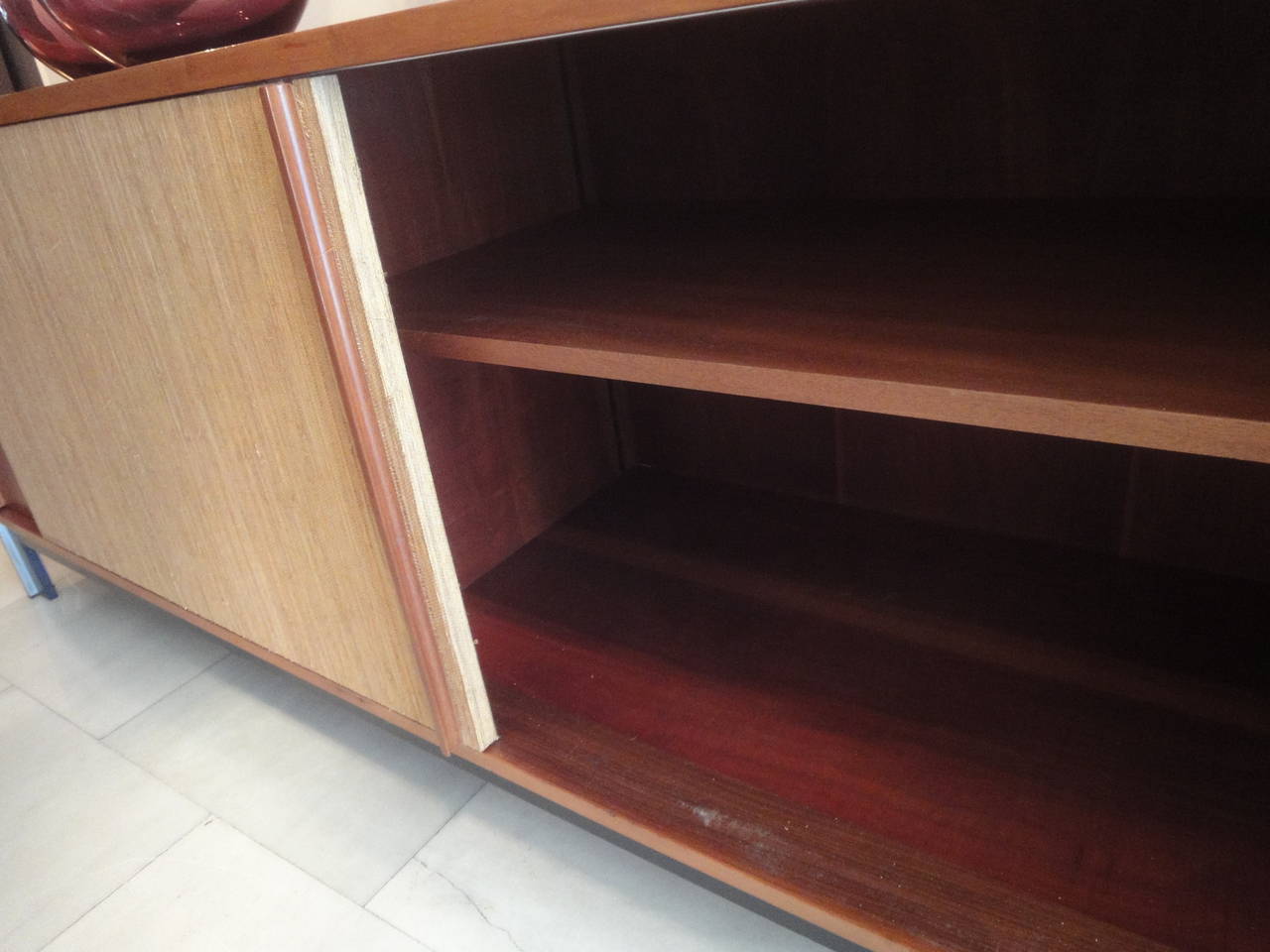 Straw Buffet with Sliding Doors For Sale