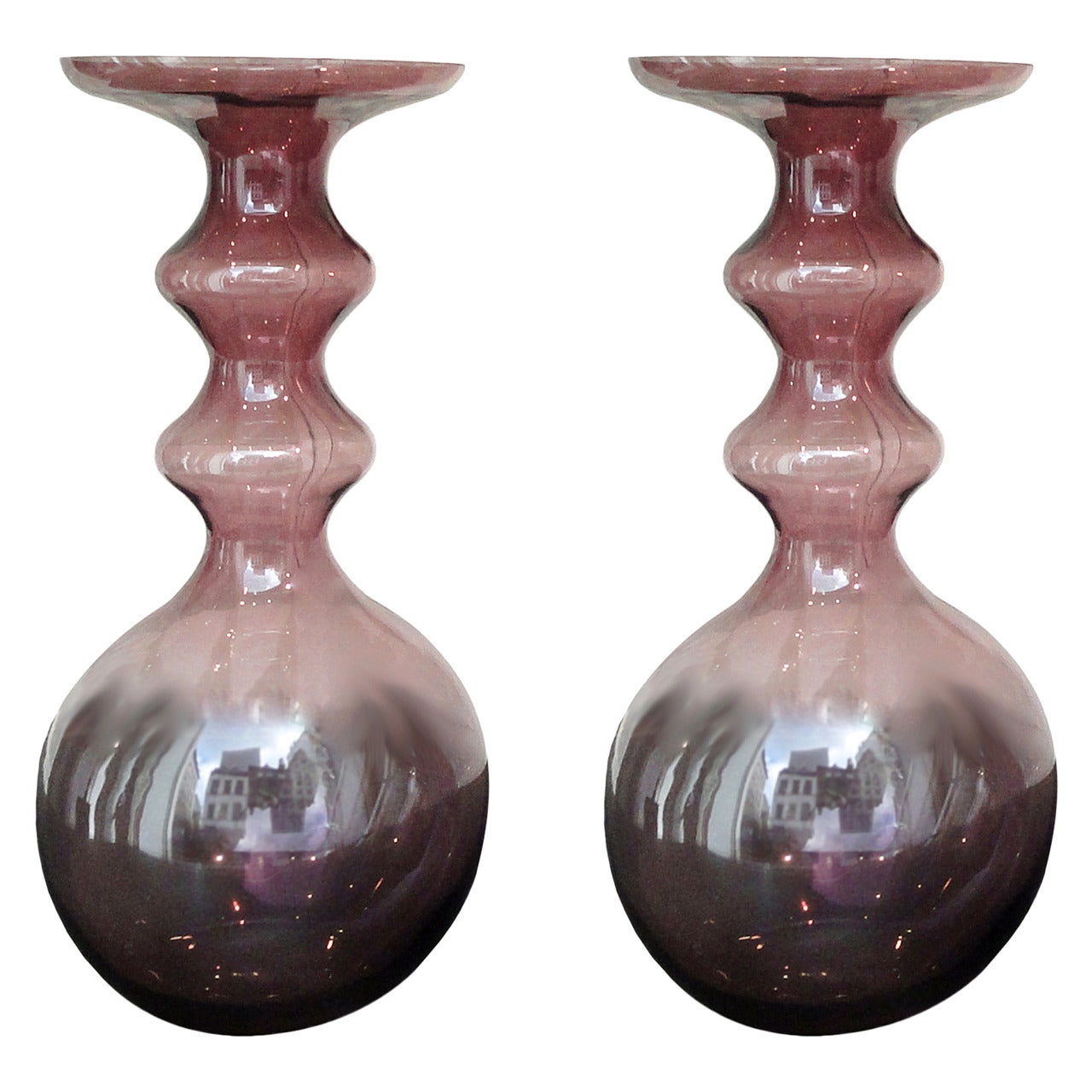 Large Pair of Violet Vases For Sale
