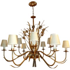 A Gold-painted Tole Chandelier