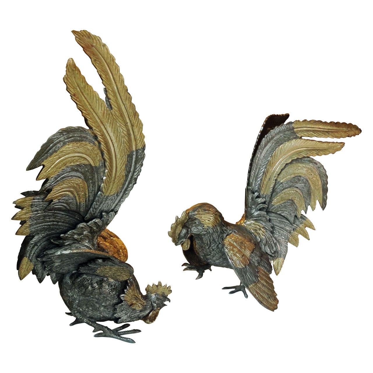 Pair of Fighting Roosters For Sale