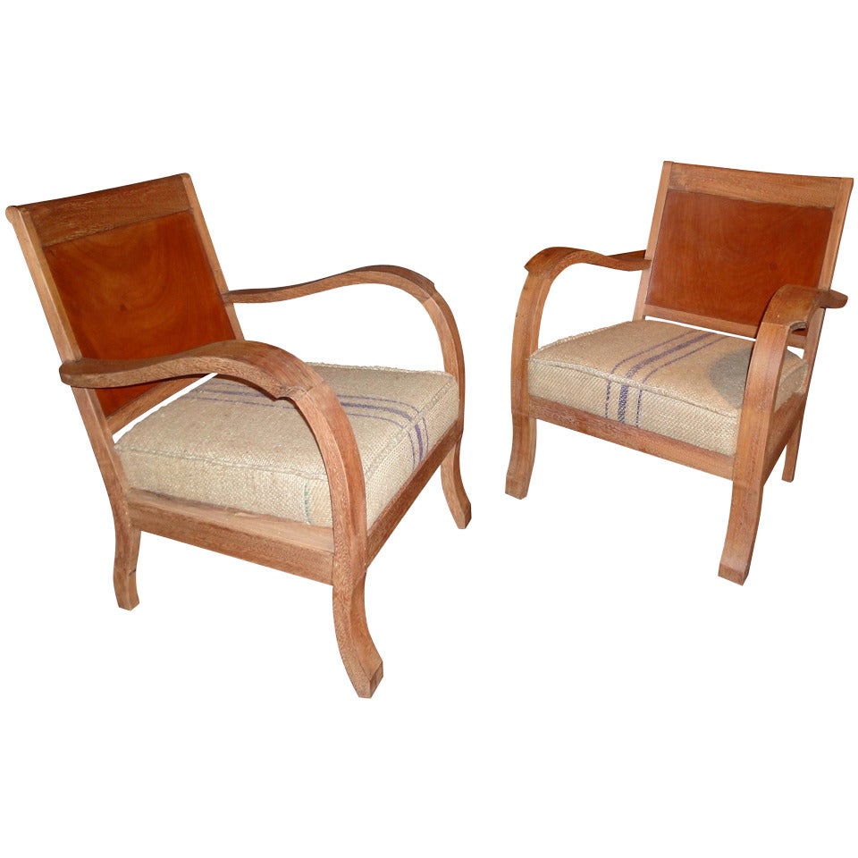 Pair of 1940s Teak Armchairs For Sale