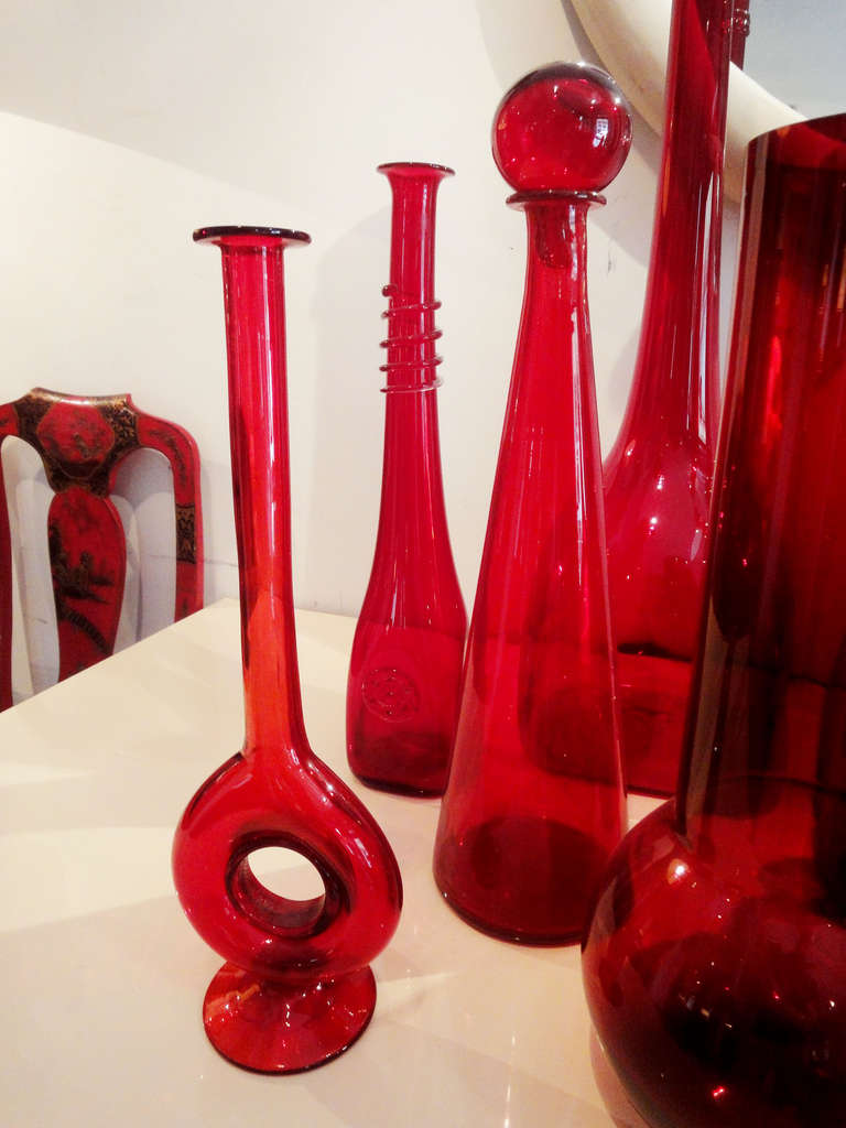 Collection of Red ColoredGlass Vases at 1stDibs