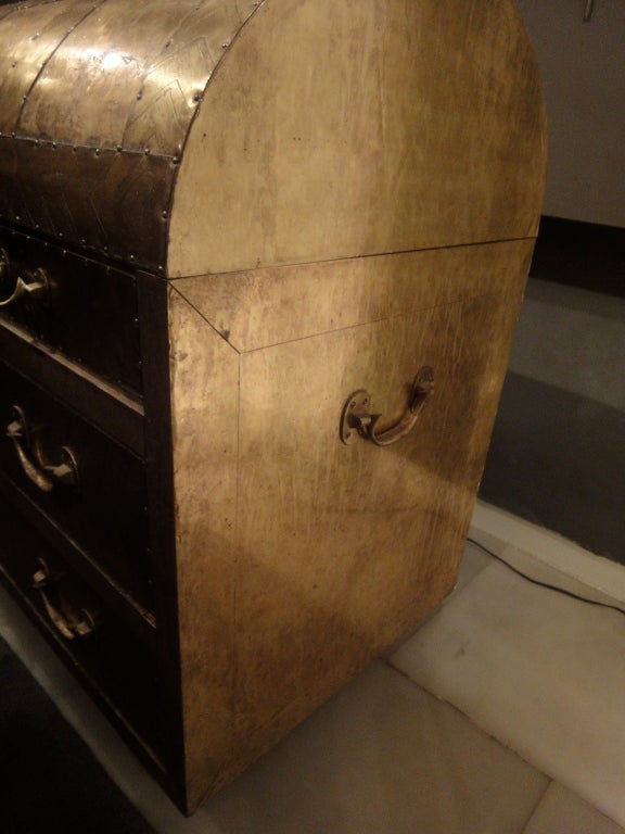 A Copper-Upholstered Commode & Trunk. 2