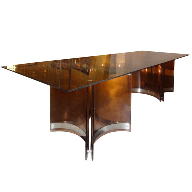 A Large Smokey-coloured Dining-table By Alessandro Albrizzi For Sale